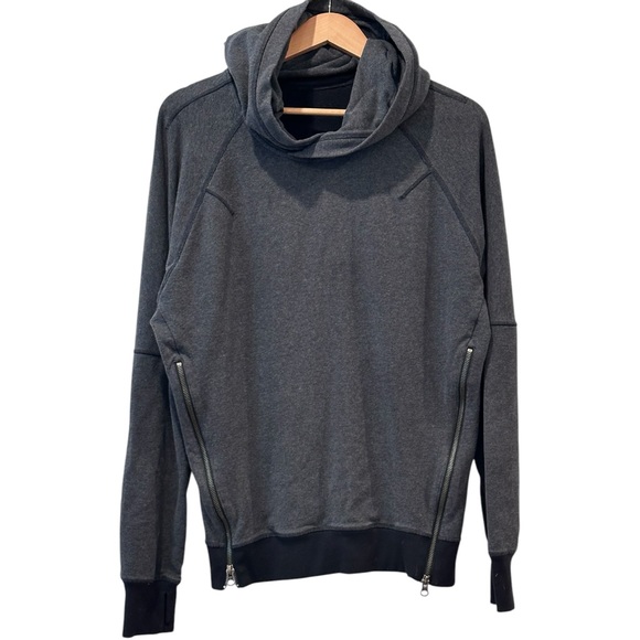 Lululemon Om & Roam Pullover Hoodie Jacket Black Zip Size 8 Grey Slouchy - Picture 1 of 7